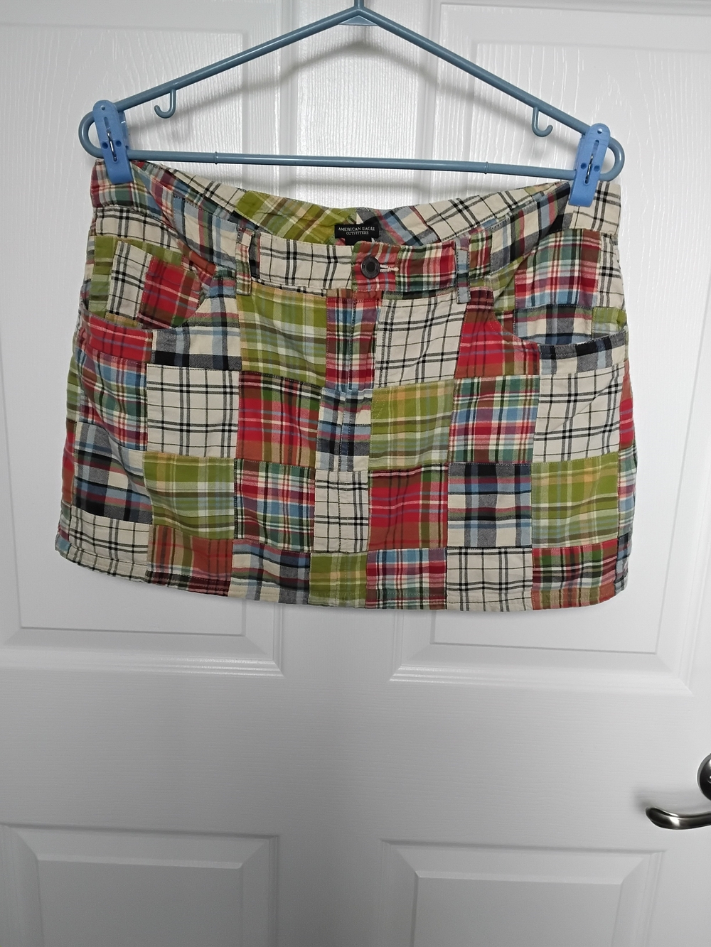 American Eagle Outfitters Western Multicolor Patchwork Plaid Mini Skirt